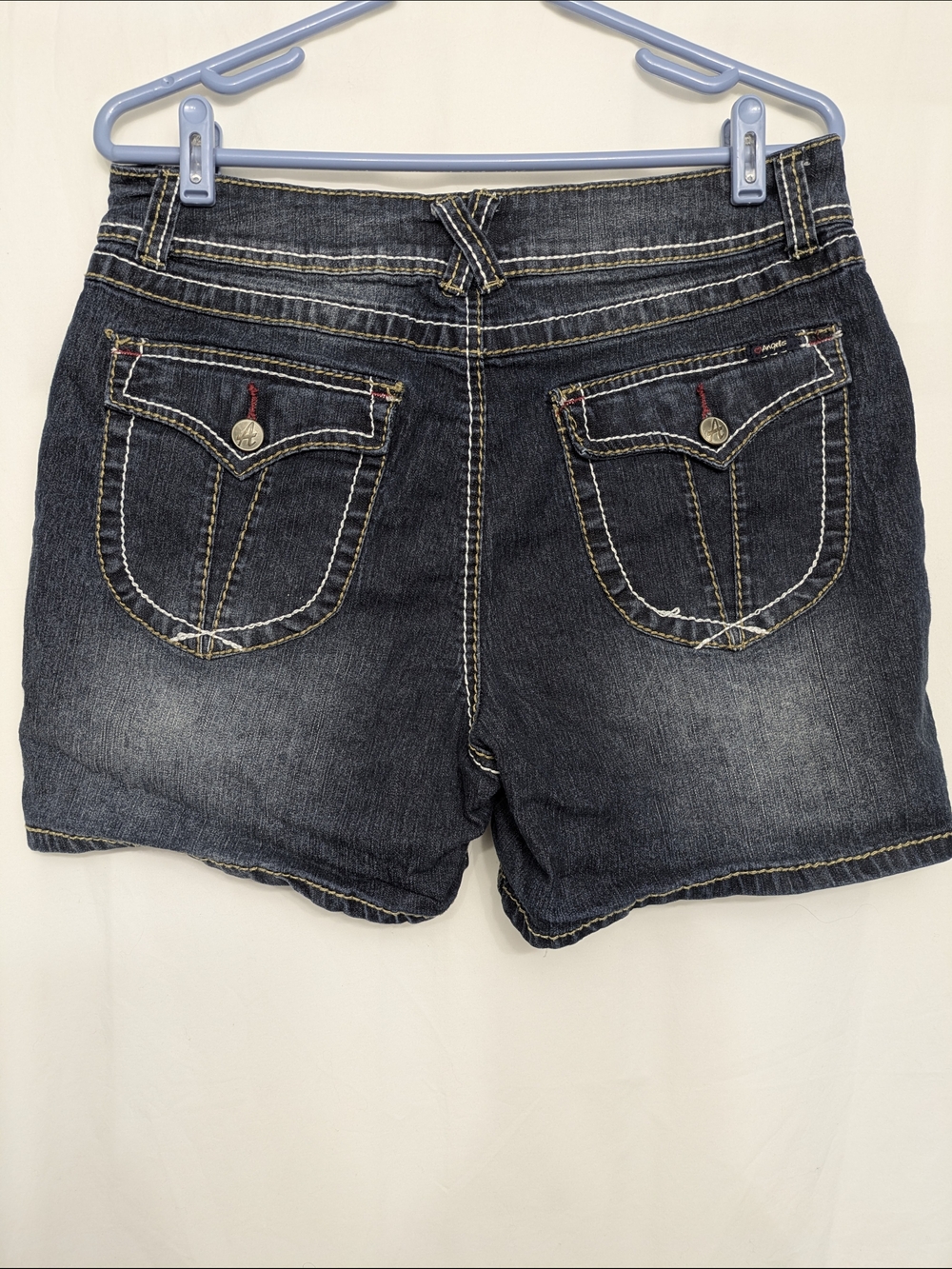 Angels Dark Blue Washed Denim Shorts - Picture 4 of 8